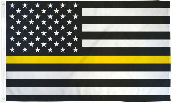 USA Memorial Thin Yellow Line Tow Operators, Tow Truck Drivers, Security Guards, Loss Prevention 3'X5' 100D Flag Rough Tex ®