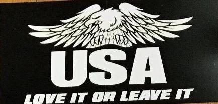 USA LOVE IT OR LEAVE IT EAGLE BLACK TACTICAL OFFICIAL BUMPER STICKER PACK OF 50 BUMPER STICKERS MADE IN USA WHOLESALE BY THE PACK OF 50!