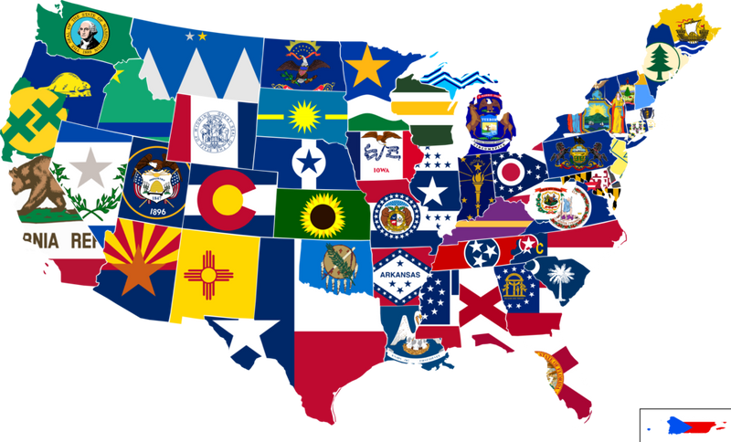 50 UNITED STATES FLAGS 12"x18" WITH 30" STAFF STATE FLAG COLLECTION 144 Per State