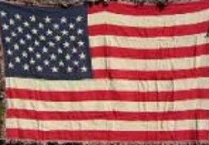 USA Flag Afghan Style Hand Woven 100% Cotton Throw Blanket American