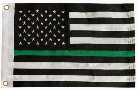 US Military Memorial Green Line 12"x18" Embroidered Flag ROUGH TEX® 600D Oxford Nylon