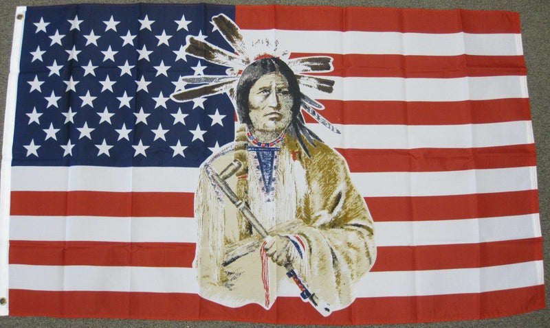 AMERICAN INDIAN USA 3'X5' Flag ROUGH TEX® 68D