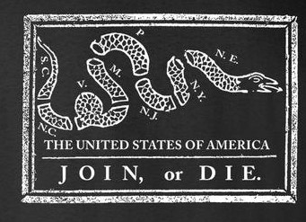 The United States of America 2'x3' 100D JOIN OR DIE BLACK FLAG USA