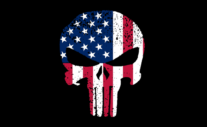 Punisher USA Skull Black Out 3'X5' Flag ROUGH TEX® 68D American