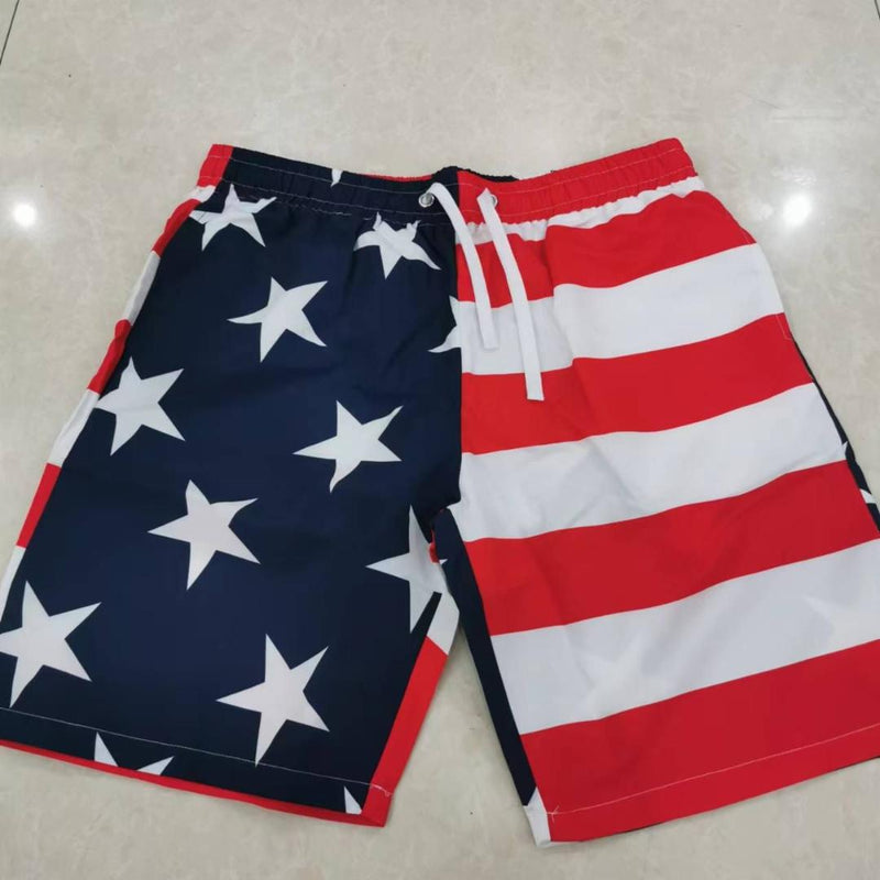 USA American Flag Men's Swimming Trunk Swim Suits Shorts Stars & Stripes Quick Dry