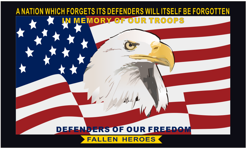 USA Wavy Eagle Defenders Of Our Freedom 3'X5' Flag ROUGH TEX® 100D