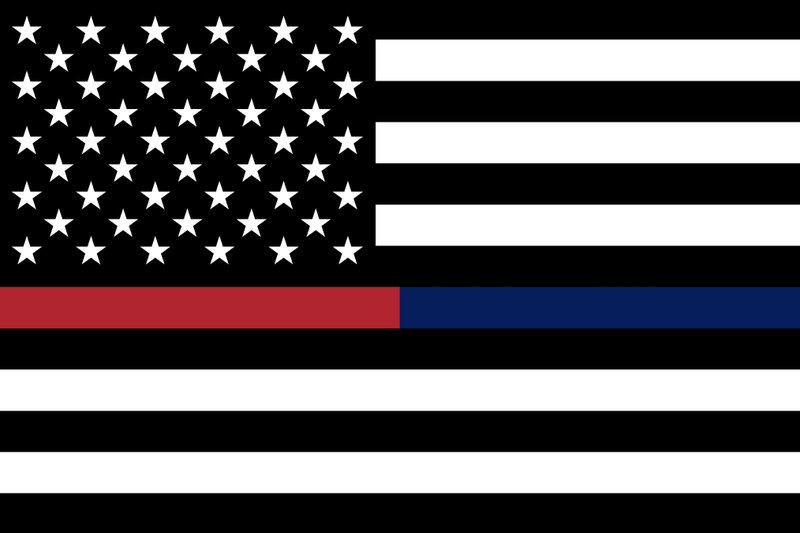Police Memorial Blue and Red Line 12"x18" Car Flag Flag ROUGH TEX® Double Sided