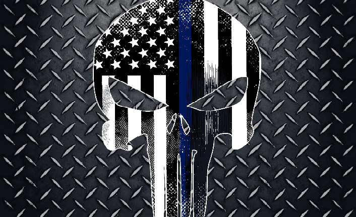 Blackout Diamond 3'X5' 68D NYLON USA POLICE PUNISHER FLAG BLUE LINE