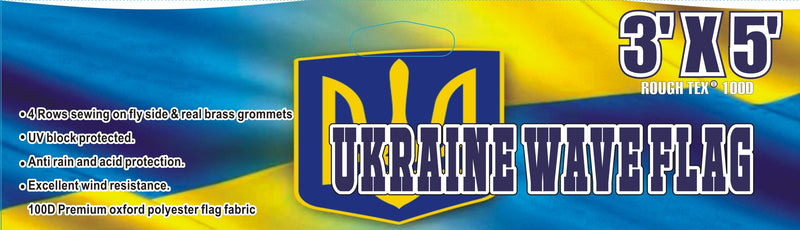 3'X5' Ukraine Trident Wave Flag 100D Rough Tex ®