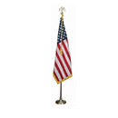 USA Indoor Flag Set Cotton American Premium Gold Fringe Golden Base Kit