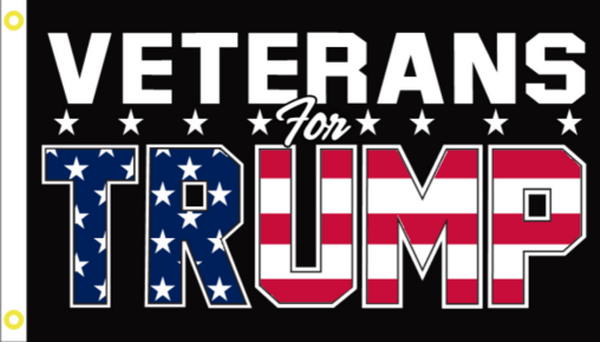 Veterans For Trump 2024 Black 3'X5' Flag Rough Tex® 100D