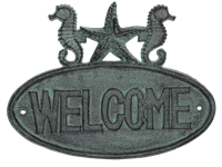Welcome Seahorse Sign Cast Iron
