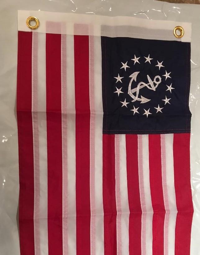 USA YACHT ENSIGN 16"X24" 300D NYLON EMBROIDERED & SEWN