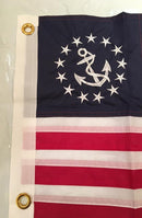 USA YACHT ENSIGN 16"X24" 300D NYLON EMBROIDERED & SEWN